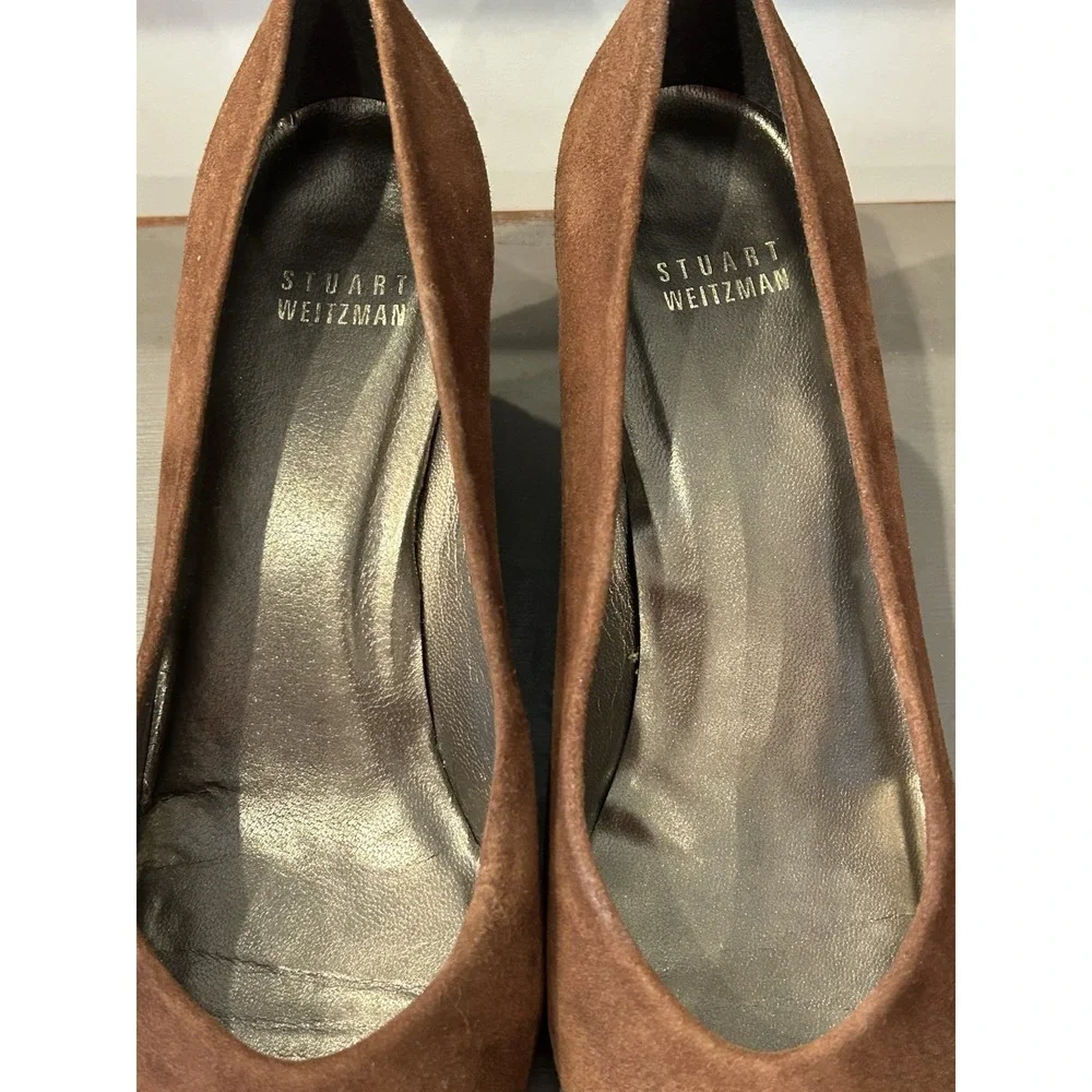 Stuart Weitzman Brown Suede Textured Mix Animal Print Wedge‎ Heel Size 7.5N
